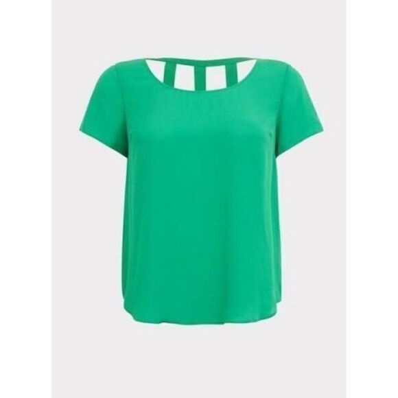 Torrid Green Abbey Georgette Cage Back Blouse | Size 1X (14/16) - Picture 3 of 8